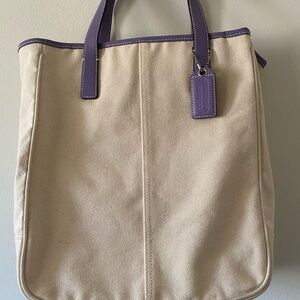 Coach Canvas Tote Bag in Cream and Purple Y2K 65th Anniversary
